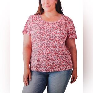 Lucky Brand Floral Flutter Short Sleeve Tee Size XXL